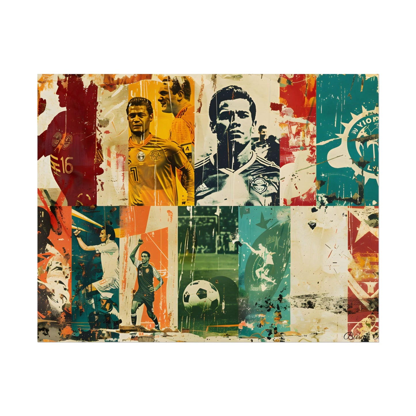 Vintage Soccer Posters: Retro Sports Art Collage - Poster