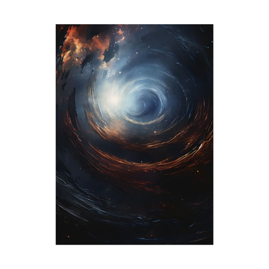 Cosmic Wonder: Black Hole with Orbiting Planet - Poster