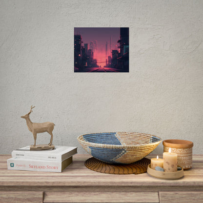 Cyberpunk Nighttime Cityscape: Melancholic Mood - Poster