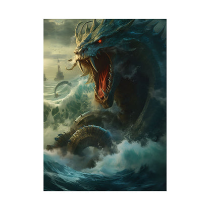 Mythical Sea Monster: Calming Green Scaled Creature Art - Poster