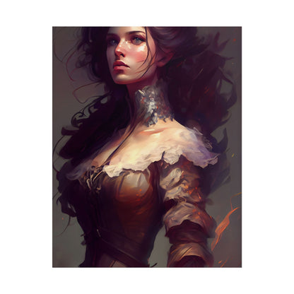 Lovely Brown Hair Portrait: Stunning Female Art - Poster