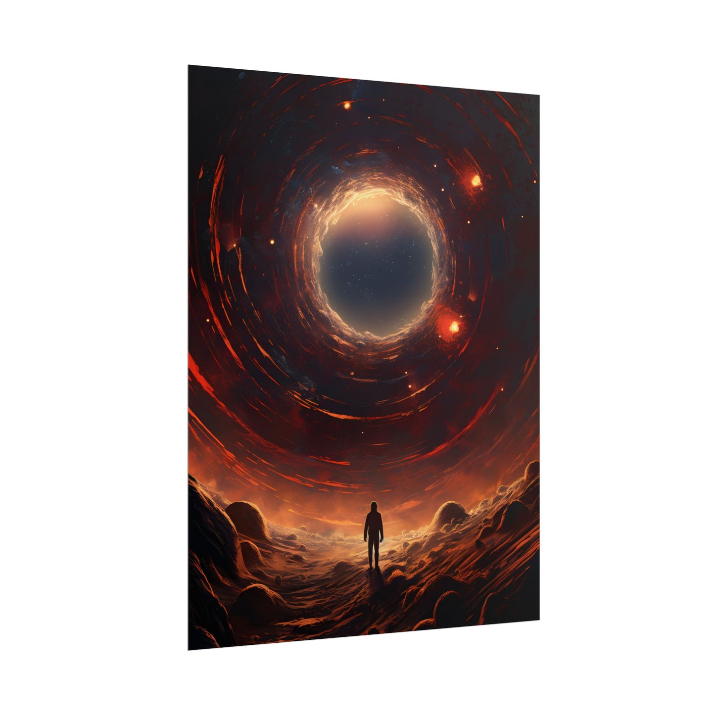 Black Hole Cosmic: A Realistic Digital Artwork of a Planet in Orbit - Poster