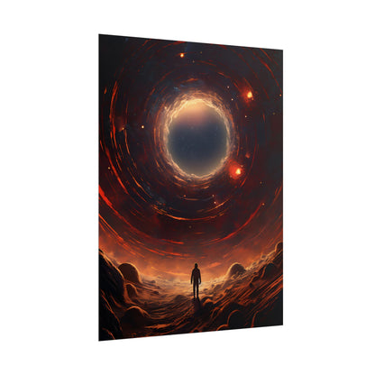 Black Hole Cosmic: A Realistic Digital Artwork of a Planet in Orbit - Poster