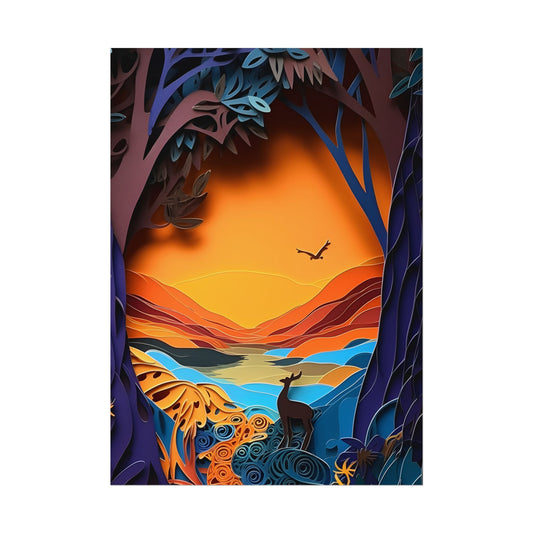 Vibrant African Landscape: Colorful Paper Quilling Artwork - Poster