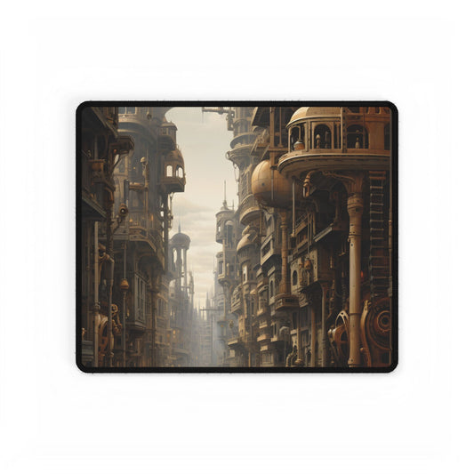 Steampunk Cityscape: A Glimpse into Jules Verne's Paris - Desk Mat