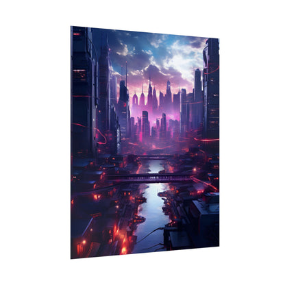 Dystopian Cyberpunk Cityscape: Neon Futuristic Artwork - Poster