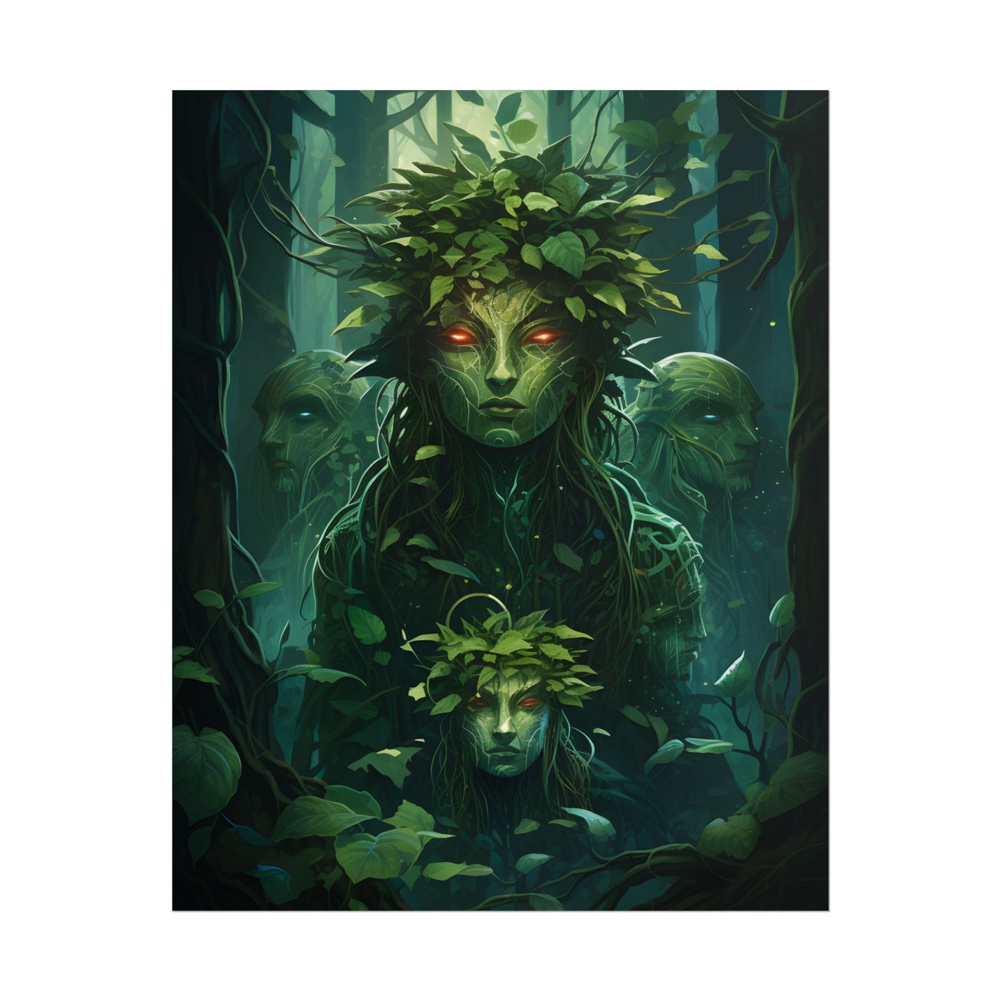 Mystical Forest Guardians: Serene Ancient Tree Spirits - Poster