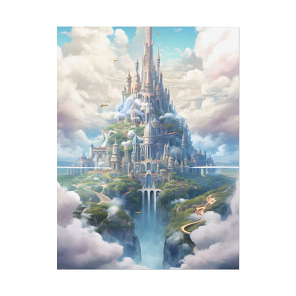 Floating City in Celestial Fantasy Realm: Whimsical Artwork - Poster