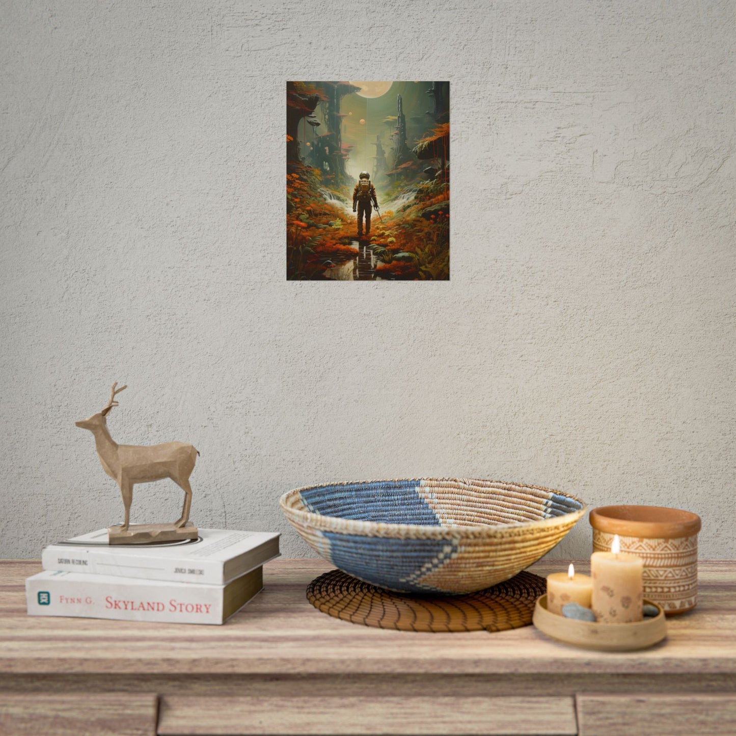 Futuristic Explorer in Wilderness: Digital Artwork - Poster