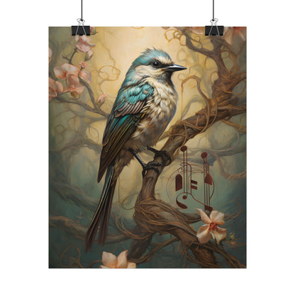 Blue Beauty: A Majestic Songbird in Nature - Poster