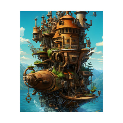 Oceanic Steampunk Treasure Dive: Underwater Adventure Artwork - Poster