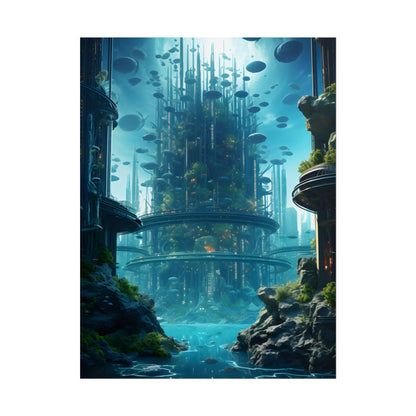 Underwater City: Futuristic Metropol in Calm Waters - Poster