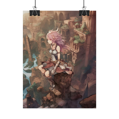 Dramatic Anime Feather: Detailed Urban Artwork - Poster