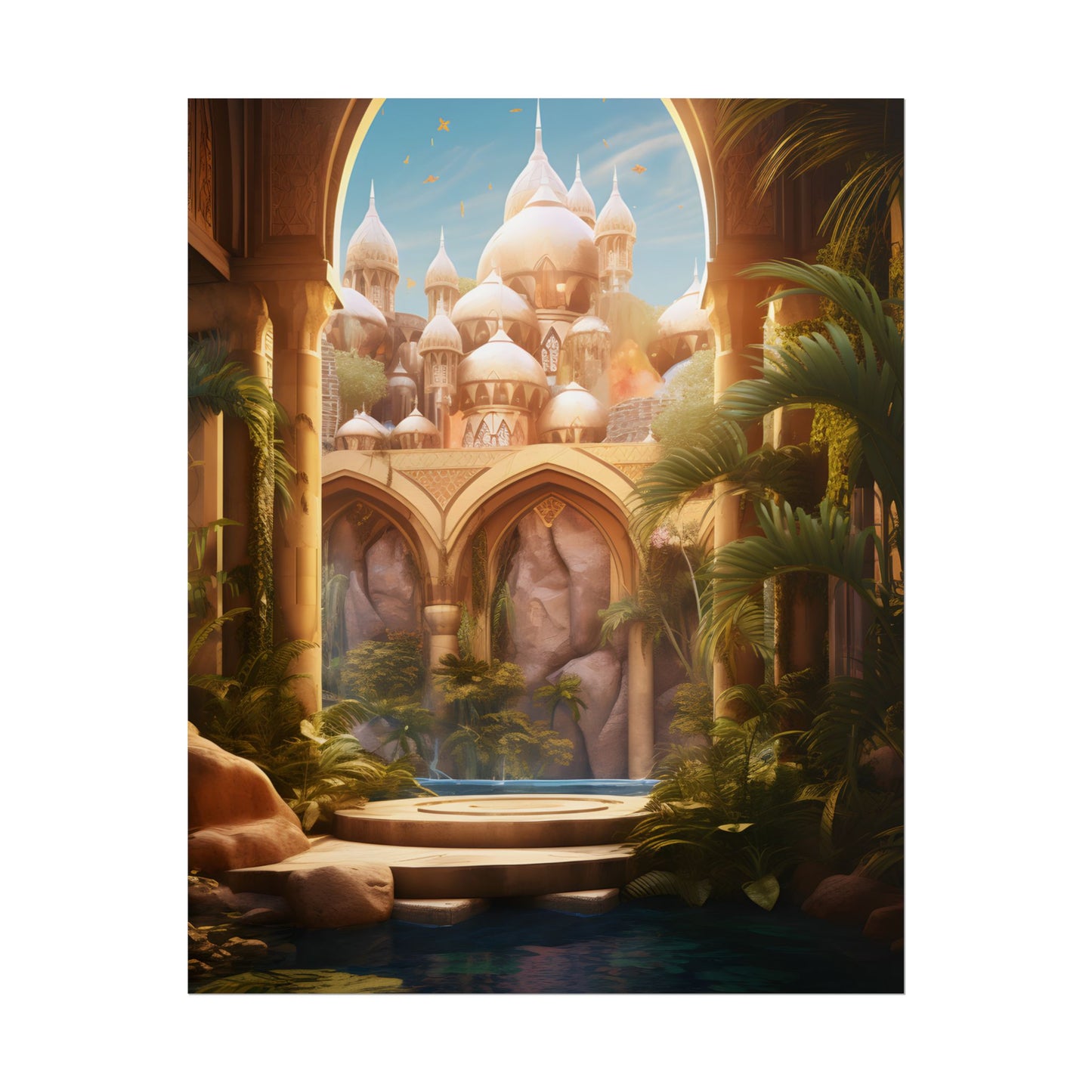 Mythical Desert Oasis: Arabian Nights Inspired Artwork - Poster
