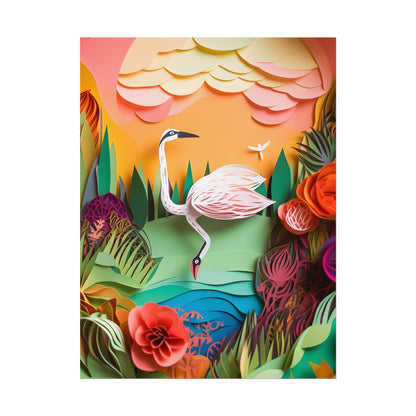 Peaceful Island Landscape: Paper Quilling Water Scene Art - Poster