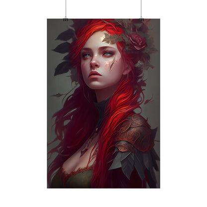 Intimate Red Hair Portrait: Artistic Female Figure in Black Dress - Poster