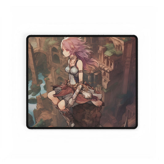 Dramatic Anime Feather: Detailed Urban Artwork - Desk Mat