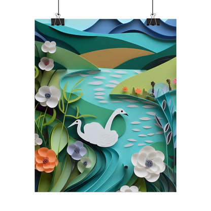 Vibrant Paper Quilling Island: A Beautiful Tropical Landscape - Poster