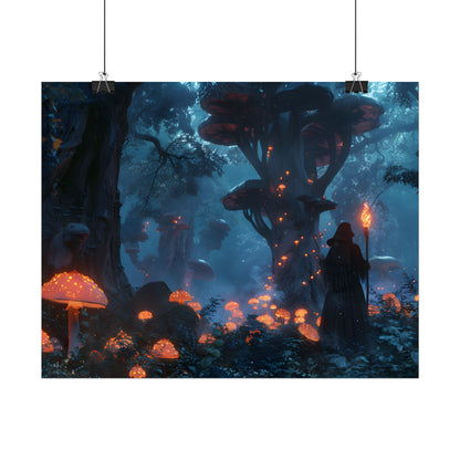 Mystical Forest Encounter: Vibrant Witch Artwork - Poster