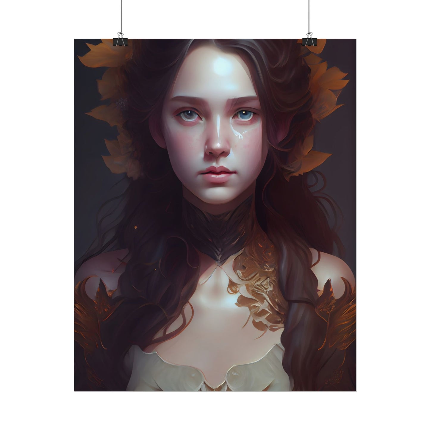Brown Hair Female Portrait: Artistic Style Digital Art - Poster