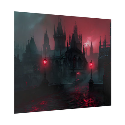 Dark Gothic Cityscape: Misty Twilight Artwork - Poster