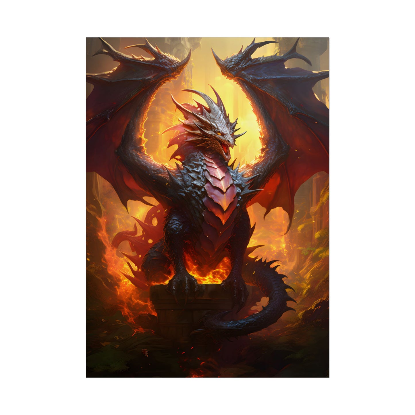Fantasy Dragon's Treasure Hoard: Ancient Artwork - Poster