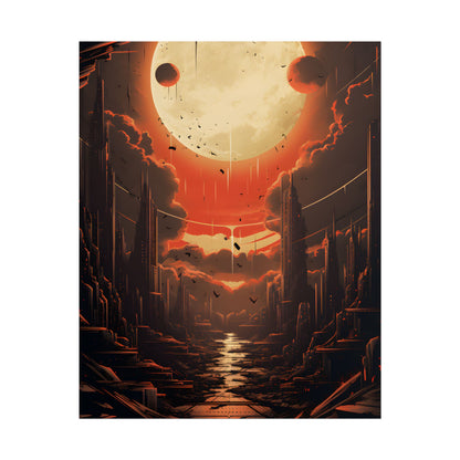 Cyberpunk Night Cityscape: Neon Lights Digital Artwork - Poster