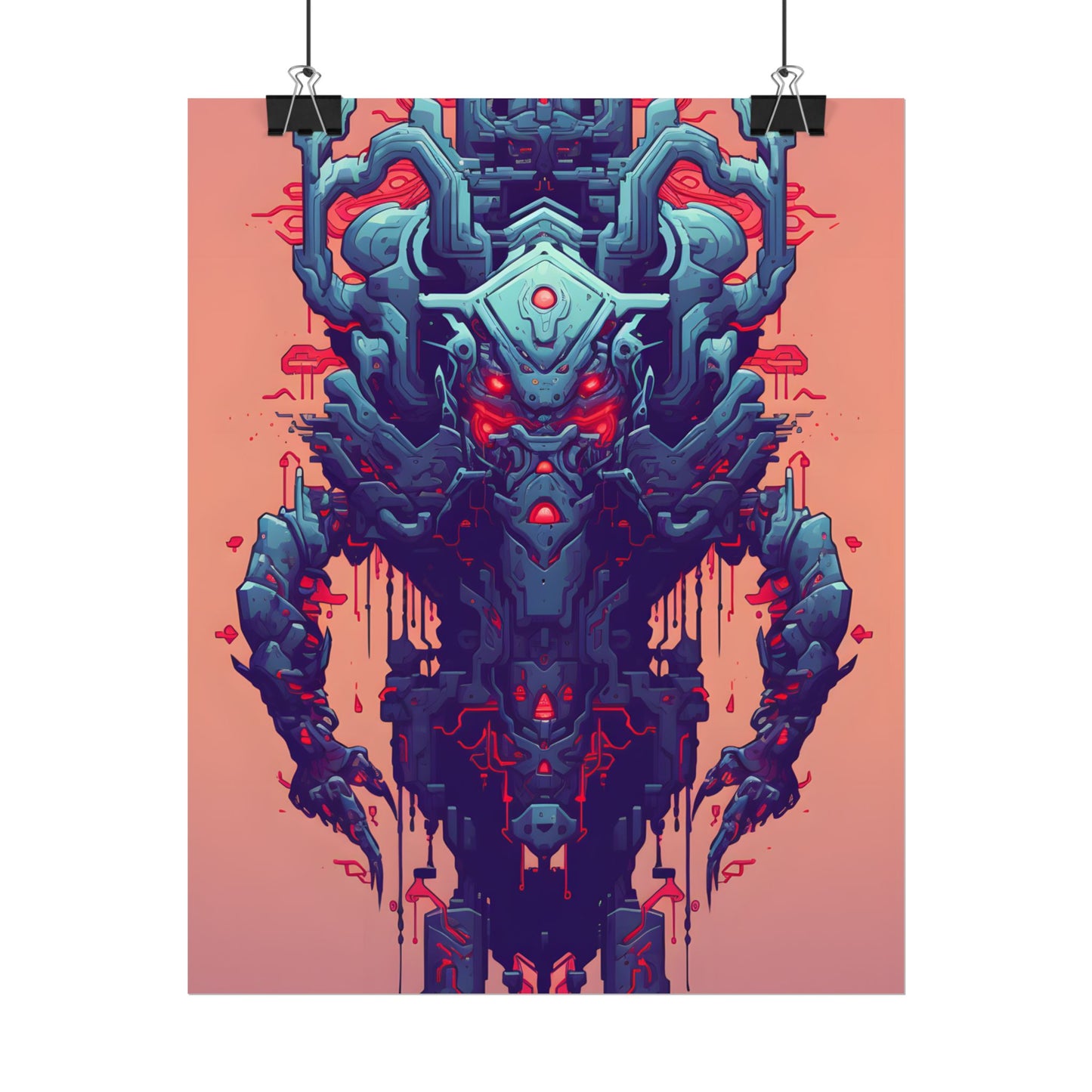 Neon Pixel Pets: Cyberpunk Synthwave Digital Art - Poster
