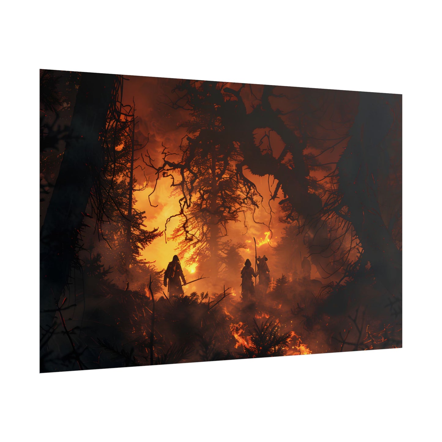 Misty Sunset Forest: Group Gathering - Poster