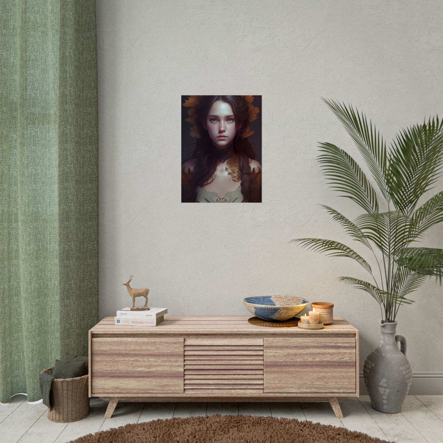 Brown Hair Female Portrait: Artistic Style Digital Art - Poster