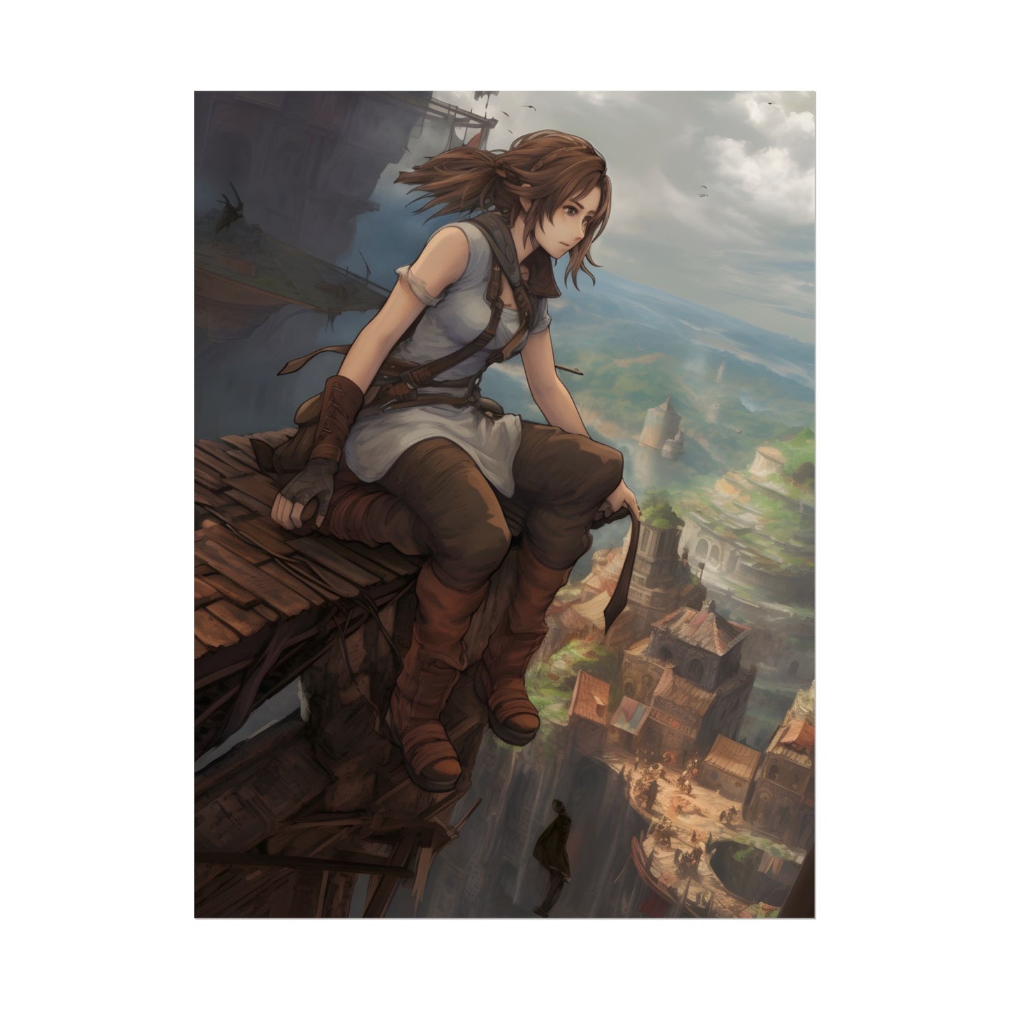 Dramatic Anime Birds Eye View: Dynamic Digital Art - Poster