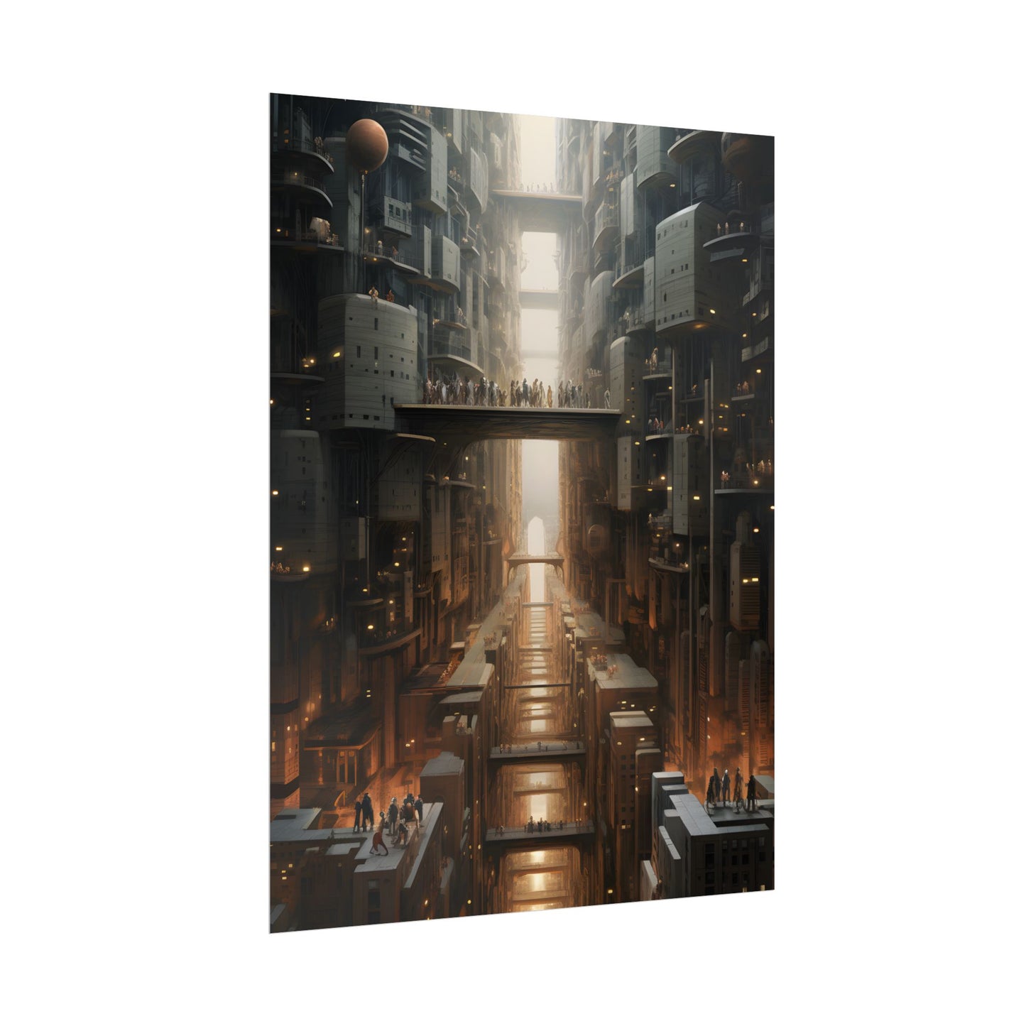 Futuristic City of Perfection: Modern Skyscrapers under Neon Lights - Poster