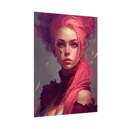 Enigmatic Portrait: Pink Hair in Darkness - Poster