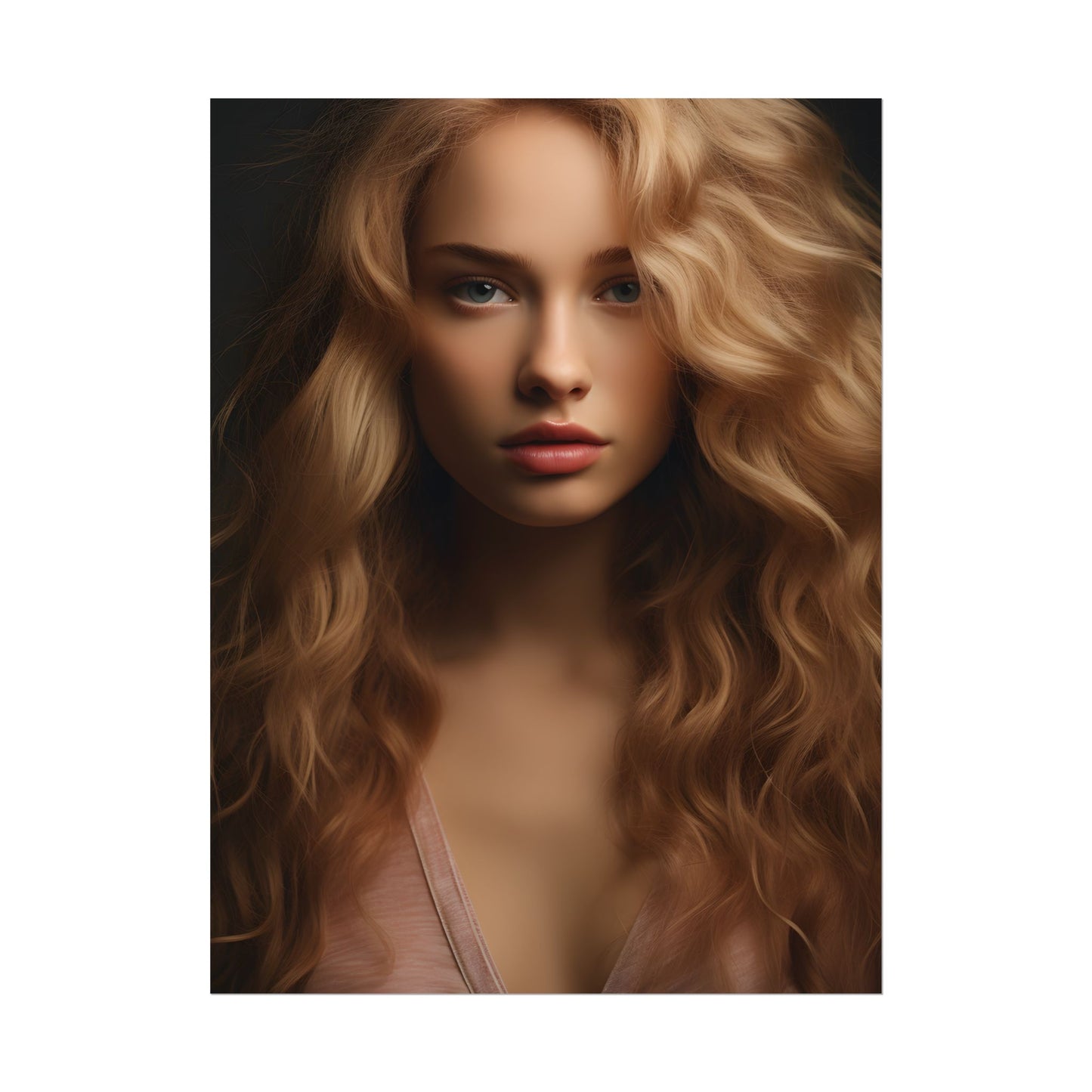 Modern Blonde Woman: Minimalist Style Portrait - Poster