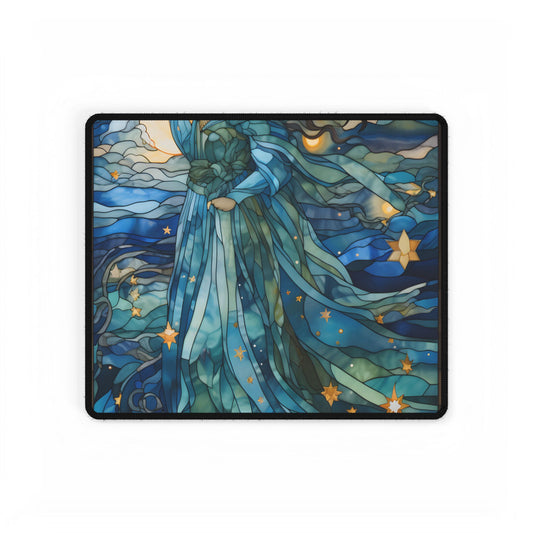 Medieval Stained Glass Art: A Colorful Church Window Piece - Desk Mat