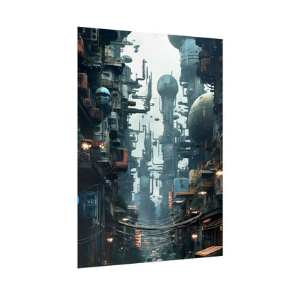 Post-Apocalyptic Ruin: Steampunk Cityscape Art - Poster