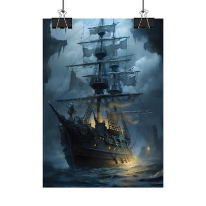 Ghost Pirate Sails: Mysterious Ocean Artwork - Poster