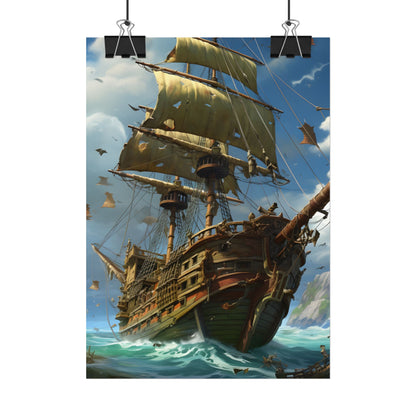 Swashbuckling Time-Traveling Pirate Crew: Colorful Artwork - Poster