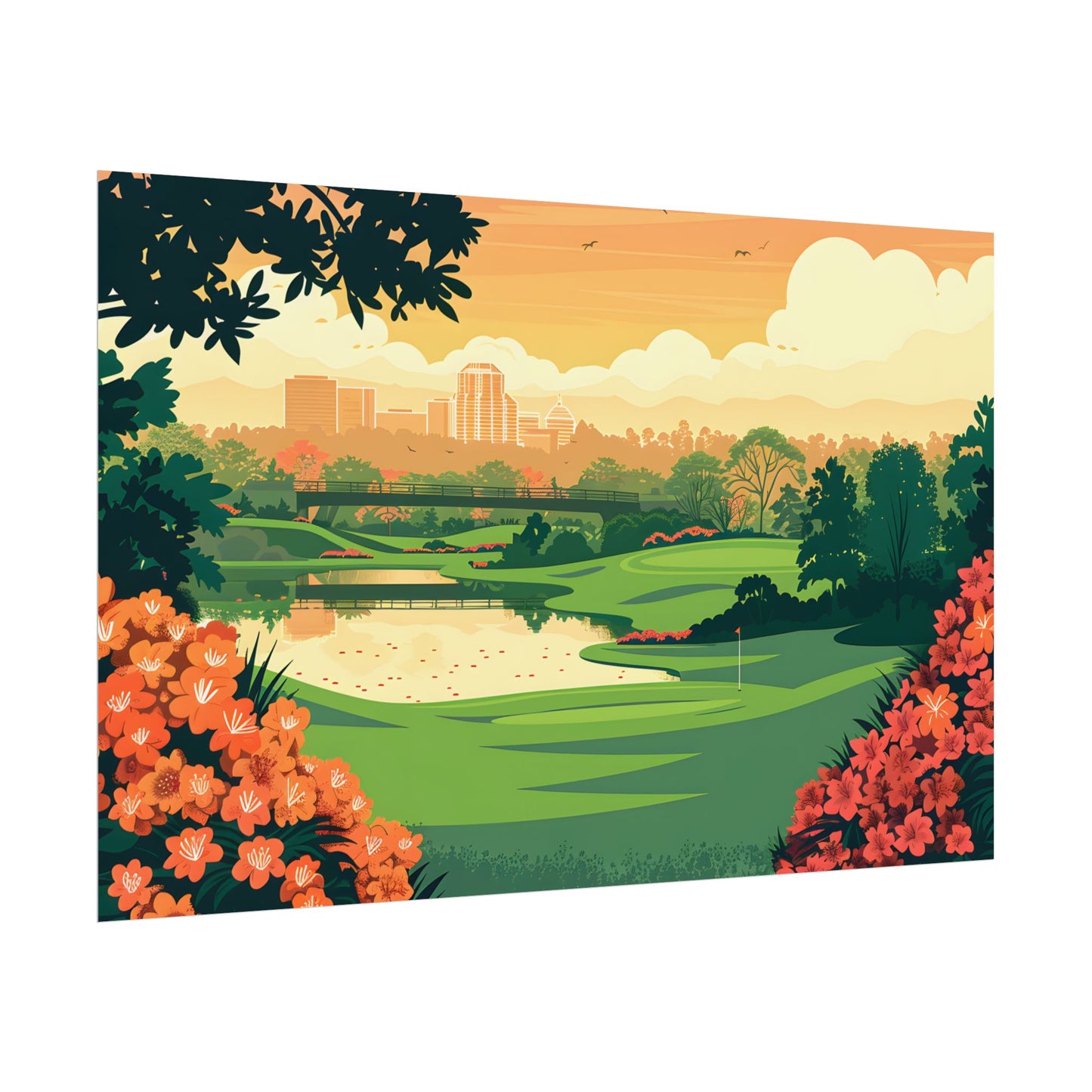 Retro Golf Illustration: Augusta National Georgia - Poster