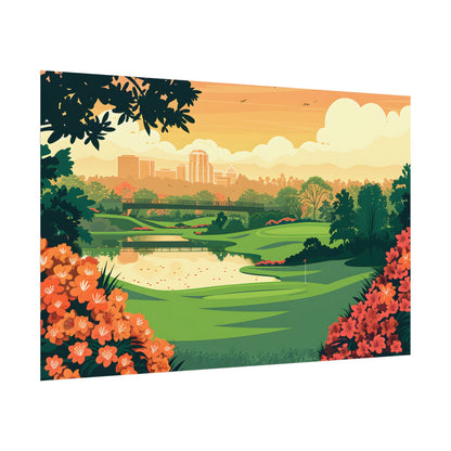 Retro Golf Illustration: Augusta National Georgia - Poster