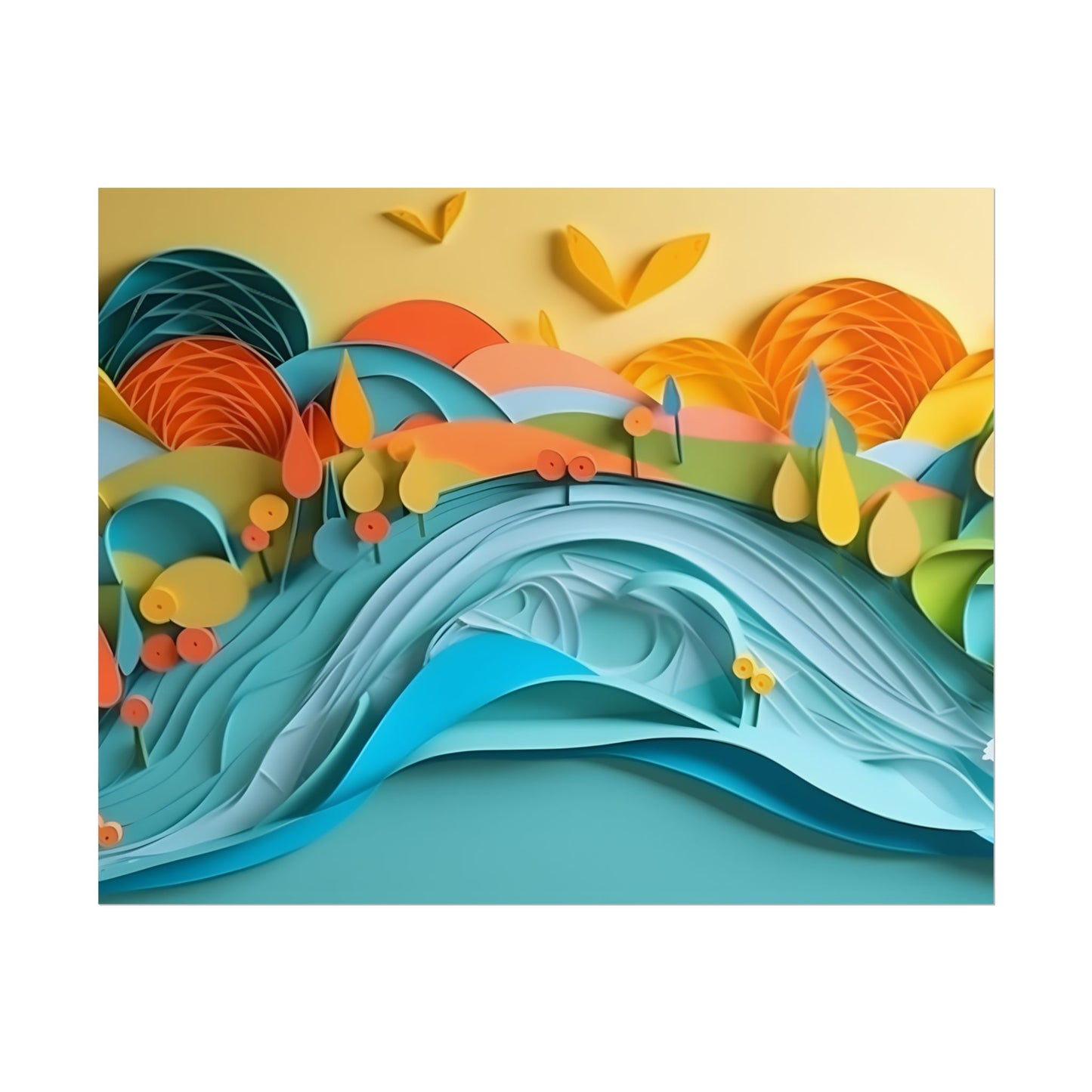 Magical Peaceful Beach: Paper Quilled Serenity - Poster