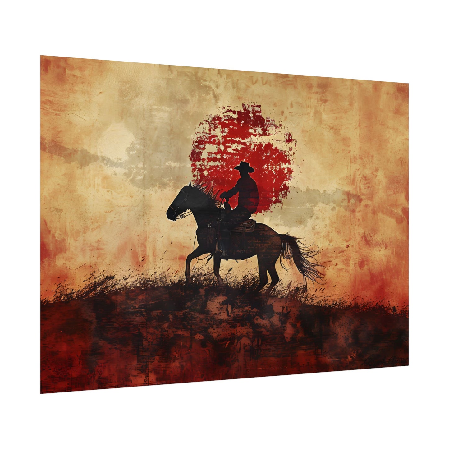 Dynamic Rodeo Scene: Earthy Tones of a Thrilling Ride - Poster