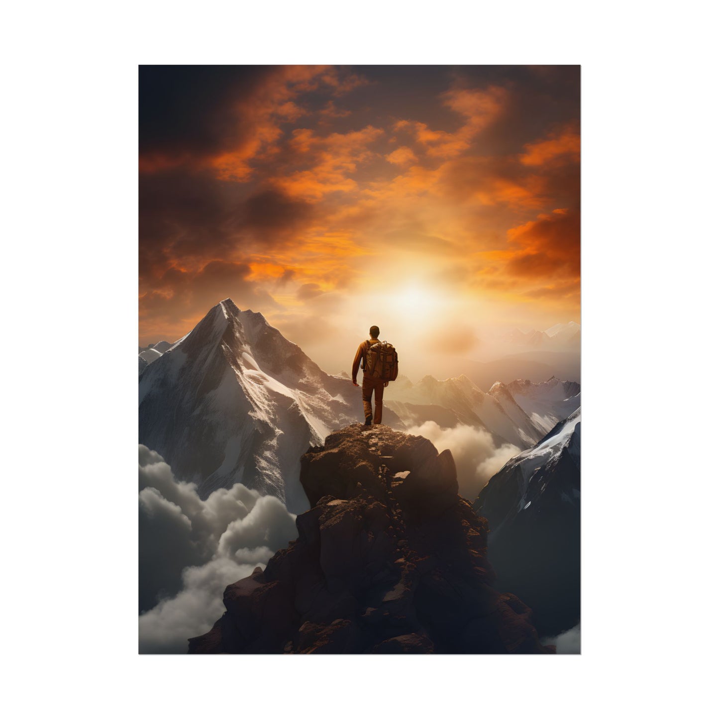 Epic Mountain Sunrise: Majestic Summit Artwork - Poster