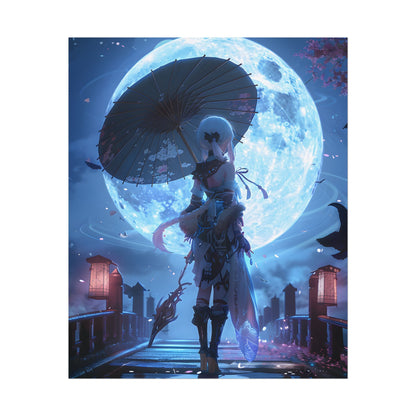 Anime Winter Scene: Girl Holds Umbrella - A Delicate Moment - Poster