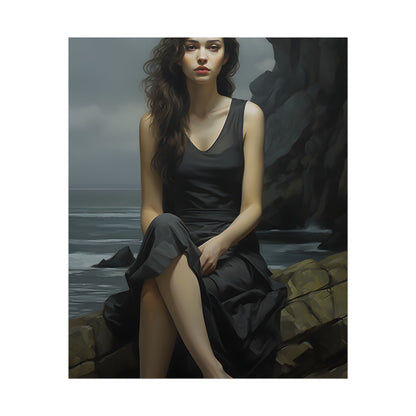 Serene Face with Glasses: Neutral Expression Art - Poster