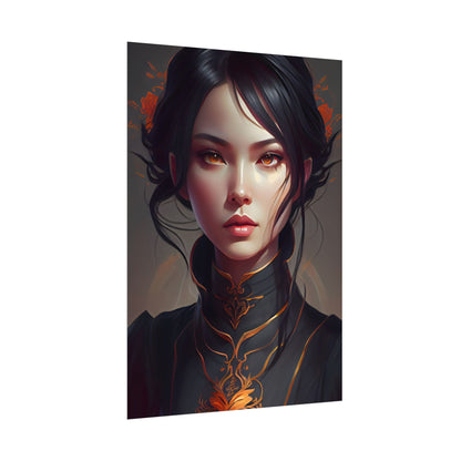 Realistic Female Portrait in Elegant Dress - Poster
