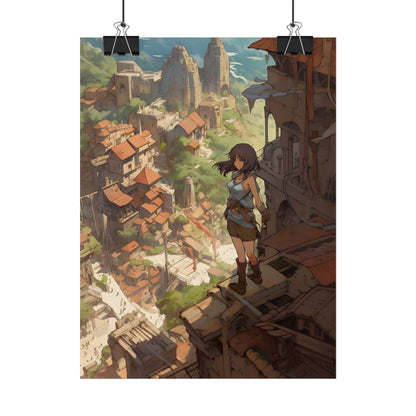 Dramatic Anime Feather: Bird's Eye View Illustration - Poster