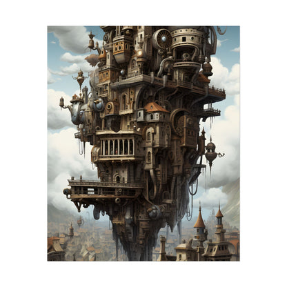 Steampunk Paris Cityscape: Colorful 19th Century Artwork - Poster