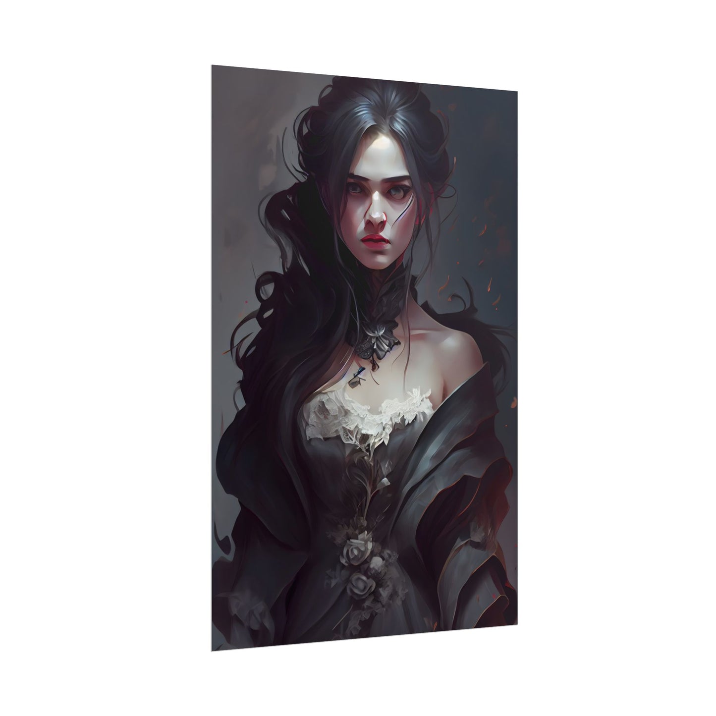 Black Haired Female Portrait: Elegant Outdoor Beauty - Poster
