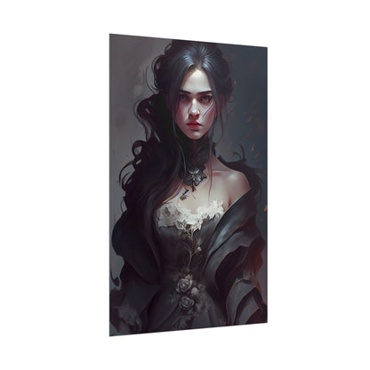 Black Haired Female Portrait: Elegant Outdoor Beauty - Poster